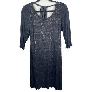 Ralph Lauren Denim Supply Sheath Dress Large Black Eyelet Scoop Tie Back Lined